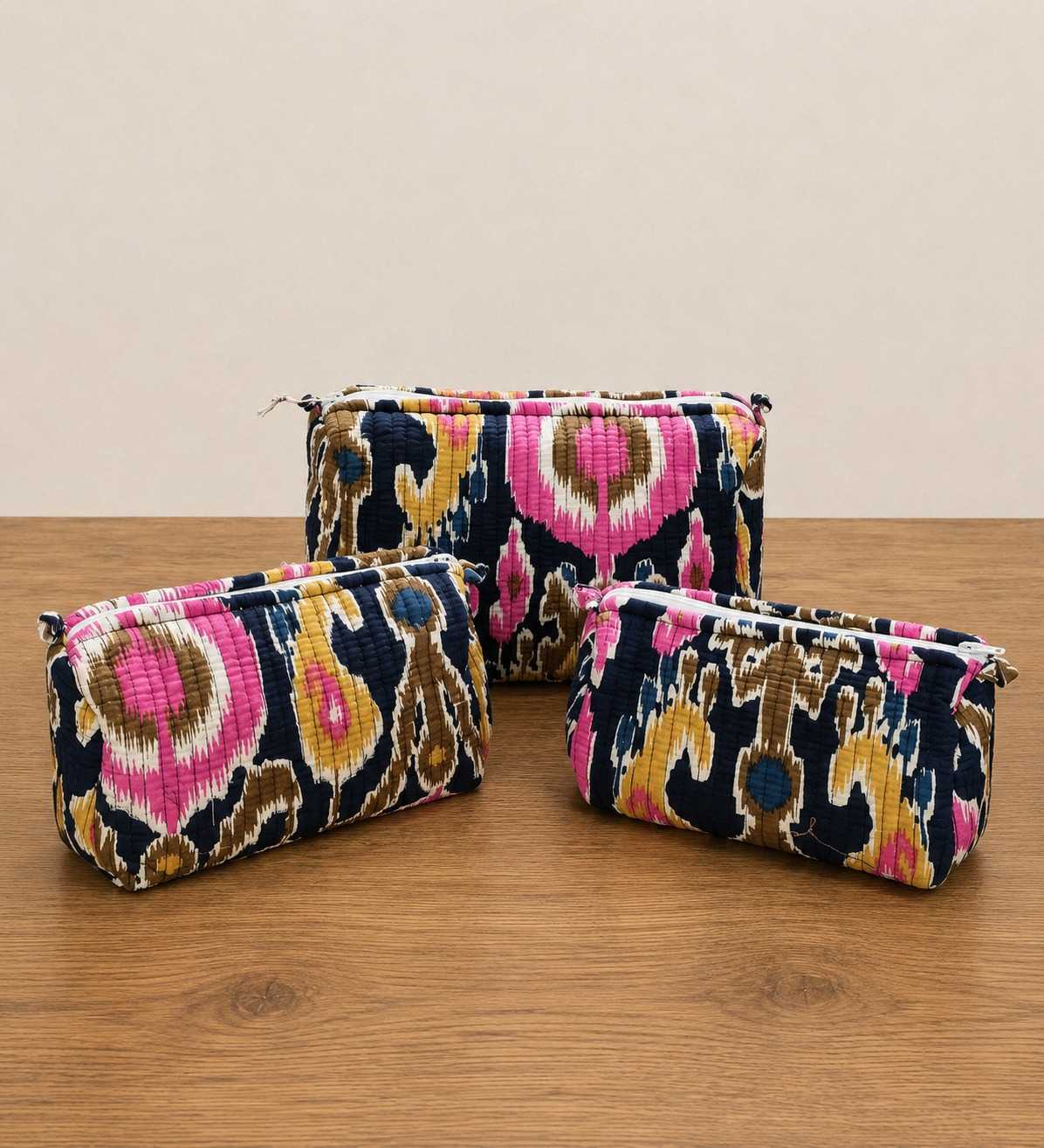 Ikkat Print Set of 3 Pouch