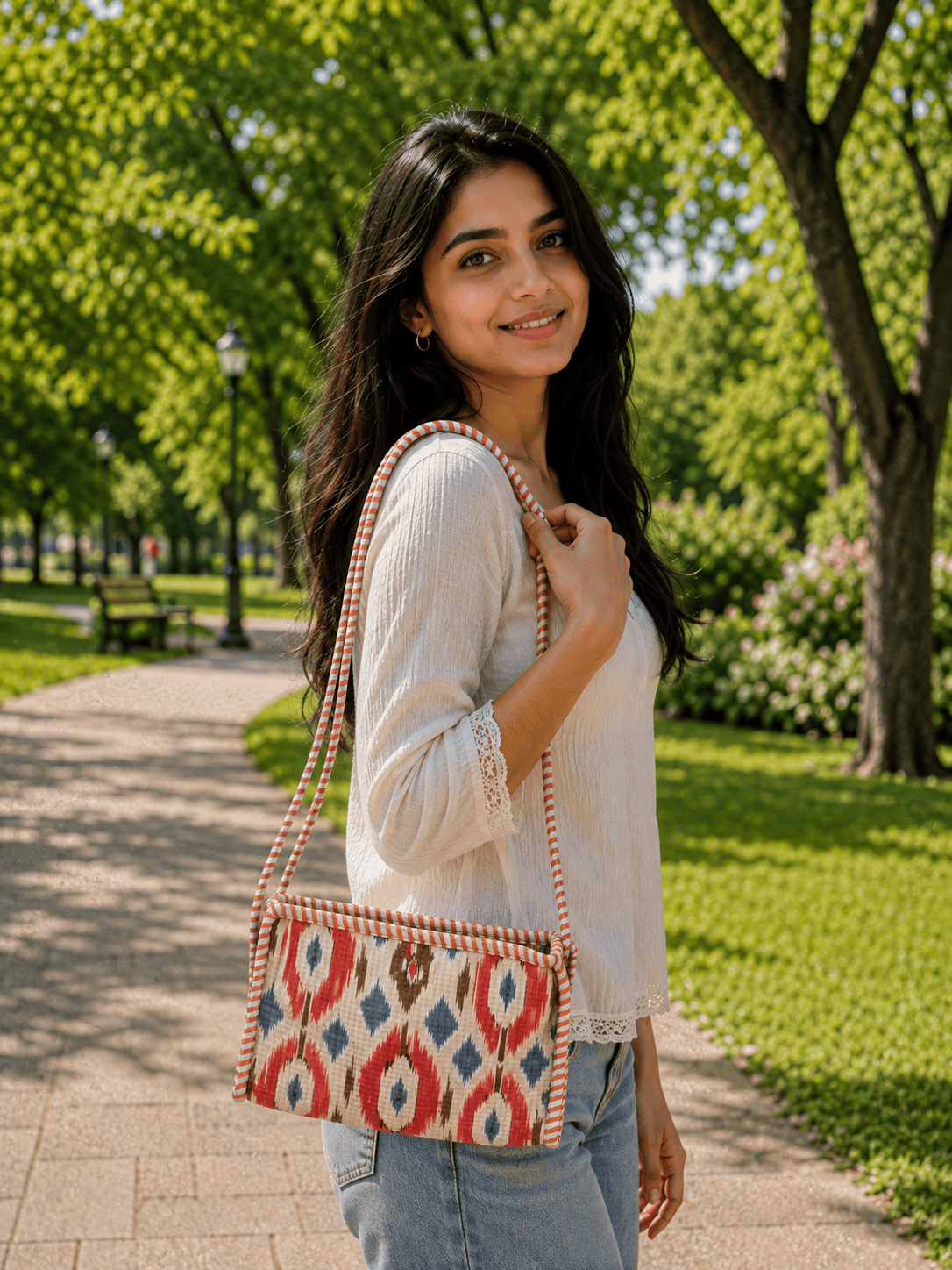 Ikkat Print Sling Bag